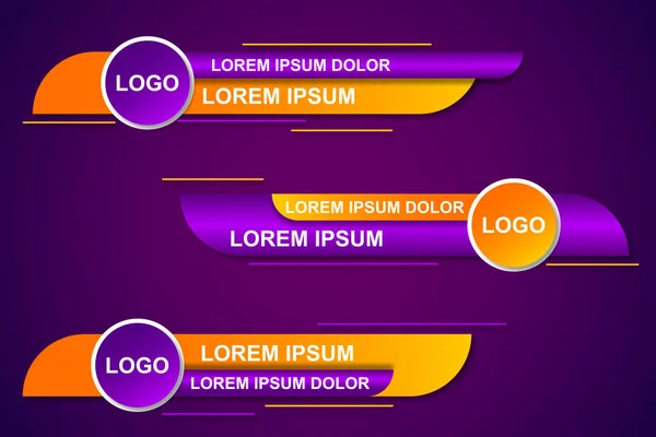 Moderno Diseño Plantilla Banner Inferior Con Estilo Conjunto Gráfico Broadcast — Vector de stock