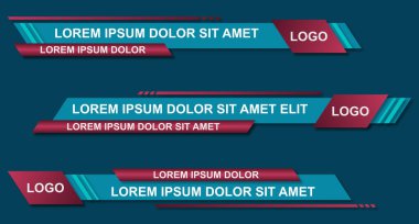 Yayın Haberleri 'nin grafiksel seti Üçüncü Yayın Sancakları. Modern stil alt üçüncü pankart şablon tasarımı. Vektör video başlığı. Vektör illüstratörü