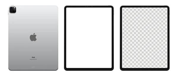 MAGELANG, INDONEZYA - 3 Nisan 2021: Apple Inc. Screen ipad ve arka taraftaki ipad 'den yeni ipad pro. Vektör illüstrasyonu