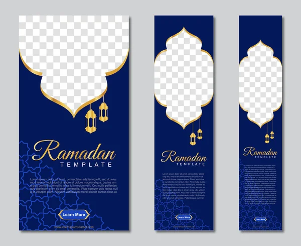 Set Van Ramadan Web Banners Van Standaard Grootte Met Een — Stockvector