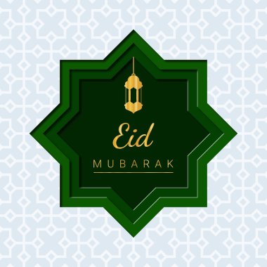 Bayram mübarek kare kartı. Vektör kağıt kesim kartı tasarımı. Vektör illüstrasyonu