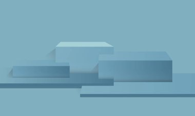 Podyum ya da platformlu boş bir sahne. Soyut sahne arkaplanı. Ürün sunumu, modelleme, kozmetik ürünler, podyum, sahne kaidesi veya platformu. Vektör illüstrasyonu