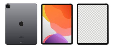 MAGELANG, INDONEZYA - 18 Mayıs 2021: Apple Inc. Screen ipad ve arka taraftaki ipad firmalarından yeni ipad pro. Vektör illüstrasyonu
