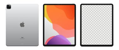 MAGELANG, INDONEZYA - 18 Mayıs 2021: Apple Inc. Screen ipad ve arka taraftaki ipad firmalarından yeni ipad pro. Vektör illüstrasyonu