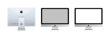 MAGELANG, İNDONEZYA - 21 Mayıs 2021: Apple aygıt imac ayarla. Editoryal vektör illüstrasyonu.