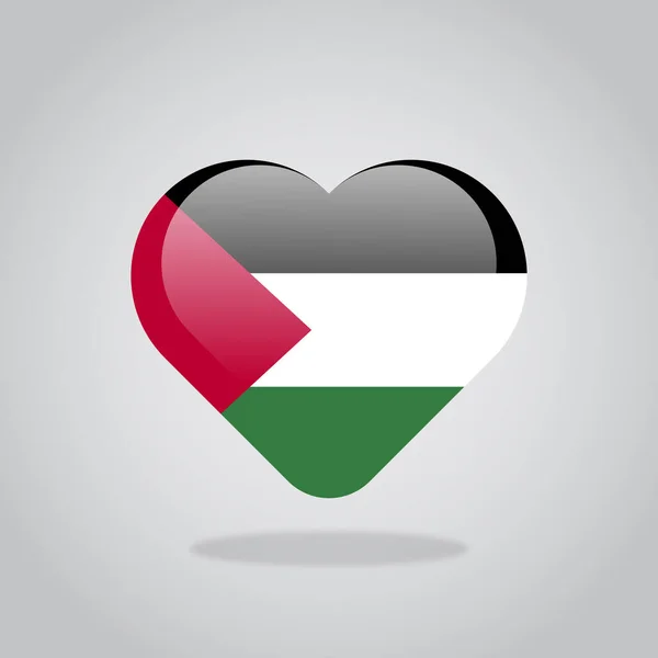 Cinta Simbol Palestina Ikon Bendera Jantung Ilustrasi Vektor - Stok Vektor