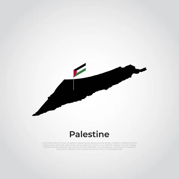 Vector Kaart Vlag Van Palestine Geïsoleerd Witte Achtergrond Vectorillustratie — Stockvector