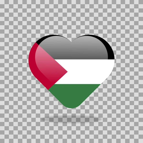 Amor Palestina Símbolo Icono Bandera Del Corazón Ilustración Vectorial — Vector de stock