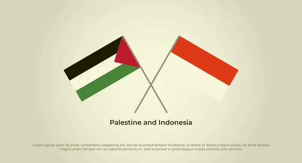 Bendera Silang Palestina Dan Indonesia Warna Resmi Proporsi Benar - Stok Vektor