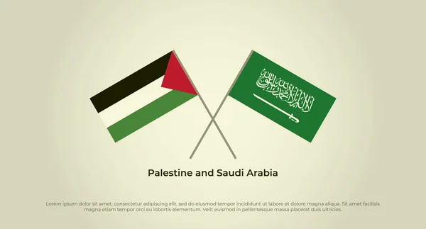 Bendera Silang Palestina Dan Arab Saudi Warna Resmi Proporsi Benar - Stok Vektor