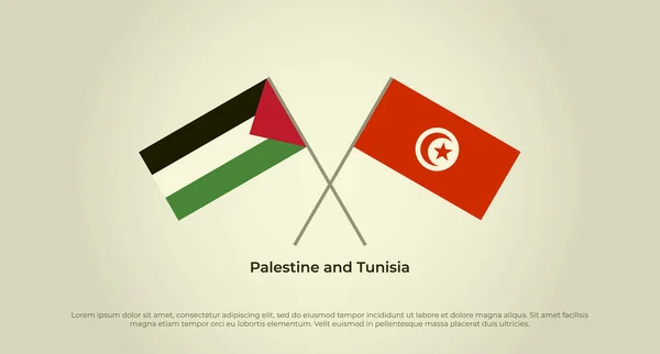 Bendera Silang Palestina Dan Tunisia Warna Resmi Proporsi Benar - Stok Vektor