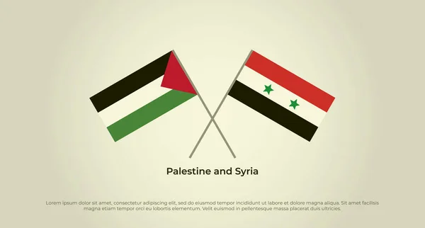 Bendera Silang Palestina Dan Suriah Warna Resmi Proporsi Benar - Stok Vektor