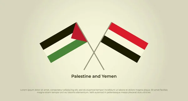Bendera Silang Palestina Dan Yaman Warna Resmi Proporsi Benar - Stok Vektor