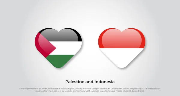 Αγάπη Παλαιστίνη Και Ινδονησία Σύμβολο Σημαία Καρδιάς Εικονογράφηση Διανύσματος — Διανυσματικό Αρχείο