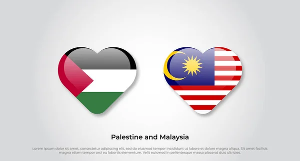 Cinta Palestina Dan Simbol Malaysia Ikon Bendera Jantung Ilustrasi Vektor - Stok Vektor