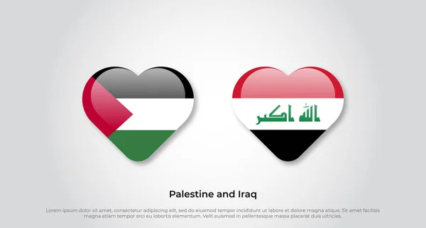 Liebe Palästina Und Den Irak Herz Flaggen Symbol Vektorillustration — Stockvektor