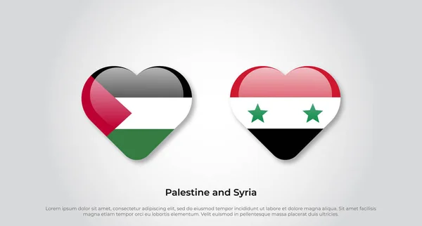 Cinta Palestina Dan Simbol Suriah Ikon Bendera Jantung Ilustrasi Vektor - Stok Vektor