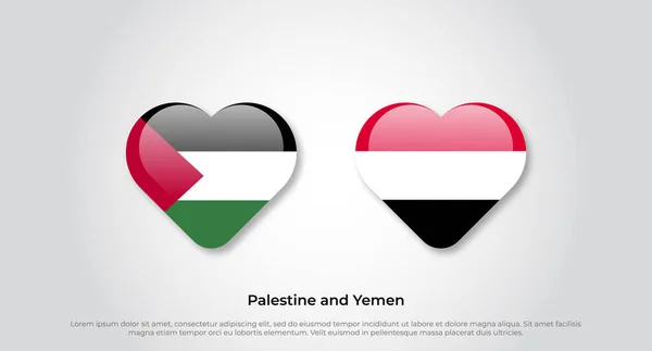 Αγάπη Παλαιστίνη Και Υεμένη Σύμβολο Σημαία Καρδιάς Εικονογράφηση Διανύσματος — Διανυσματικό Αρχείο