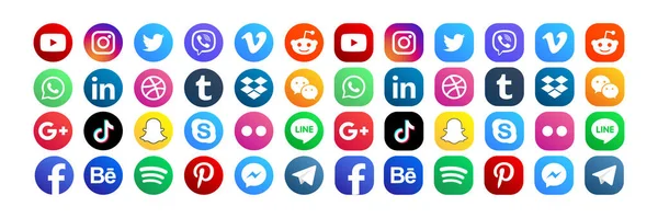 Magelang Indonesia Mayo 2021 Establecer Iconos Populares Las Redes Sociales — Vector de stock