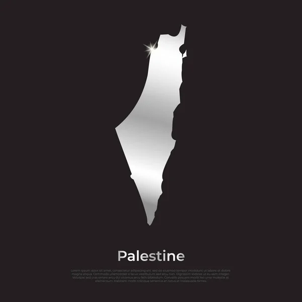 Palästina Landkarte Silberfarbenem Metalldesign Vektorillustration — Stockvektor