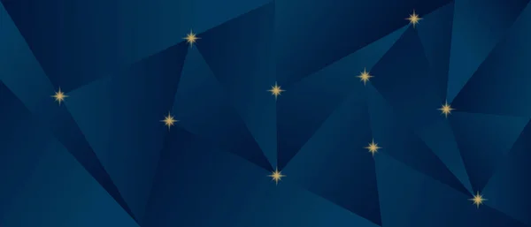 Fondo Abstracto Con Patrón Poligonal Pequeñas Estrellas Doradas Tarjeta Invitación — Vector de stock