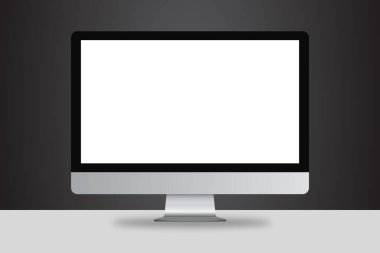 Gerçekçi bilgisayar monitörü izole edilmiş arka plan. Vektör modeli. Vektör illüstrasyonu.