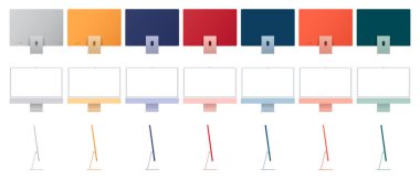 Gerçekçi bilgisayar monitörü izole edilmiş arka plan. Vektör modeli. Vektör illüstrasyonu.