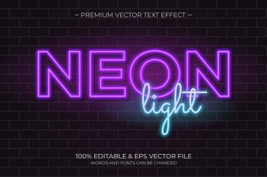 Neon ışığı metin efekti, düzenlenebilir retro ve parlayan metin biçimi