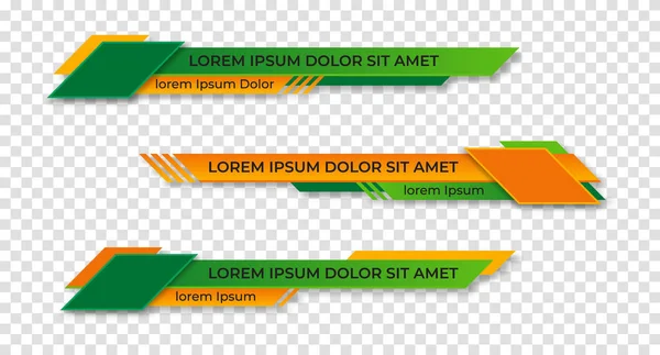 Three Geometric Lower Third Banners Set Design Modern Geometric Lower — Stock Vector