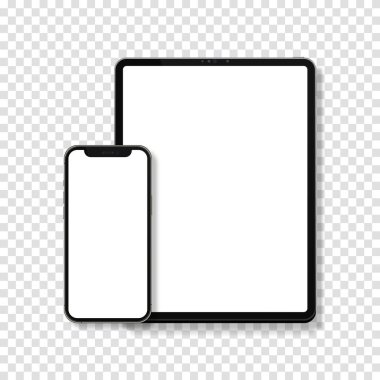 Gerçekçi Tablet ve Akıllı Telefon. Aygıt Model Ayırma Grupları ve Katmanları. Yeni Kolay Düzenlenebilir Vektör.
