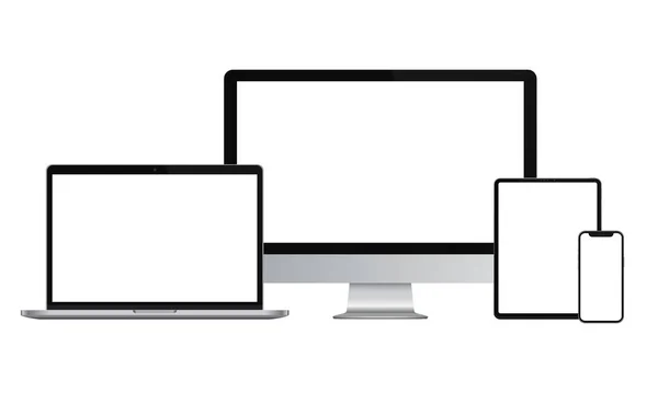 Макет Экрана Устройства Смартфон Планшет Ноутбук Монитор Чистым Экраном Вашего — стоковый вектор