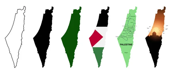 Vektorkarte Von Palestin Isoliert Auf Weißem Hintergrund Vektorillustration — Stockvektor