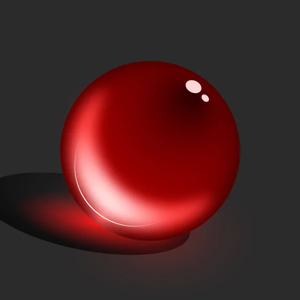 Brillante Bola Roja Brillante Sobre Fondo Oscuro Ilustración Vectorial — Vector de stock