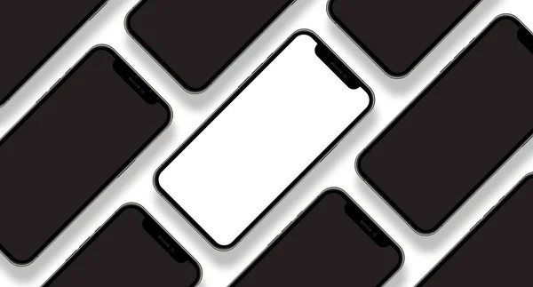 Iphone Pro Max Collage Con Pantalla Blanco Vista Frontal — Vector de stock
