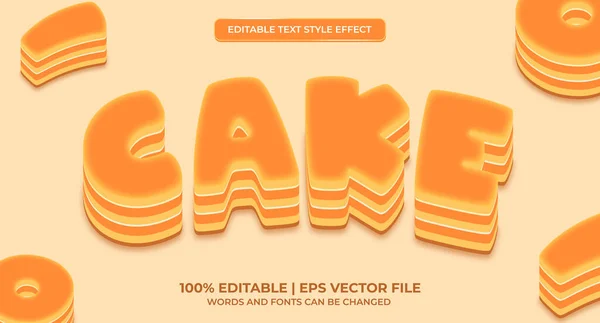 Orange Tårta Dessert Redigerbar Text Effekt För Mat Och Dryck — Stock vektor