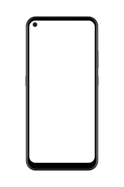 Gerçekçi model akıllı telefon. Akıllı telefon maketi. Aygıt ön görünümü. 3B cep telefonu vektörü