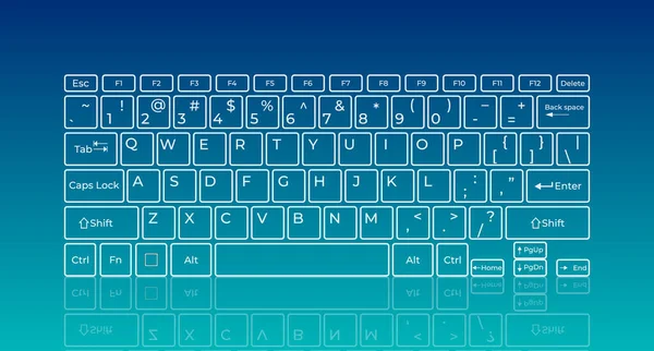 Віртуальна Клавіатура Сенсорним Екраном Світяться Клавіші Відображення Синьому Фоні — стоковий вектор