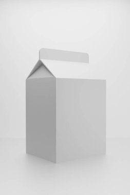 Beyaz boş süt paket. 3D render