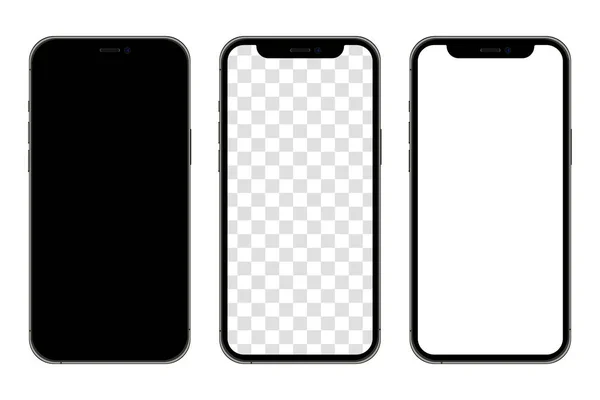 Realistische Smartphone Attrappe Handy Leer Weißes Transparentes Bildschirmdesign Moderne Digitale — Stockvektor