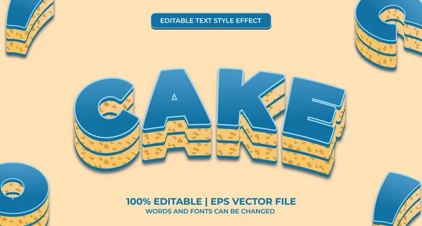 Cake Dessert Redigerbar Text Effekt För Mat Och Dryck Öken — Stock vektor