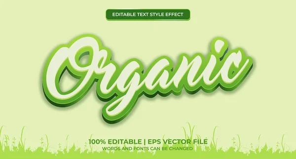 Frische Organische Grüne Editierbare Texteffekte Vektorillustration — Stockvektor