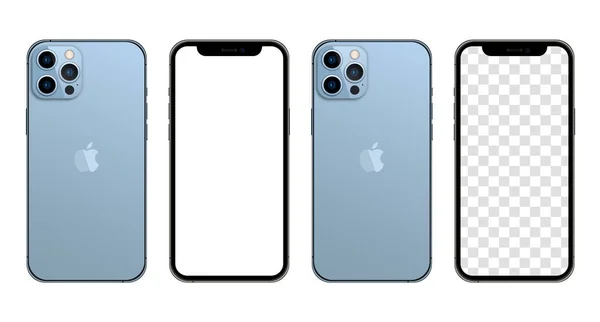 iphone 13 profesyonel maksimum Sierra Blue rengi. Gerçekçi bir akıllı telefon modeli. Sunum şablonu için Aygıt UI UX modeli