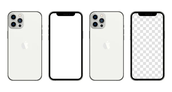 Iphone Pro Max Silver Color Realistische Smartphone Attrappe Gerät Mockup — Stockvektor