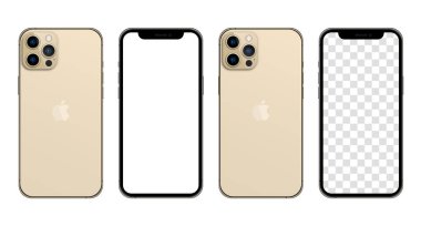 iPhone 13 maksimum altın rengi. Gerçekçi bir akıllı telefon modeli. Sunum şablonu için Aygıt UI UX modeli