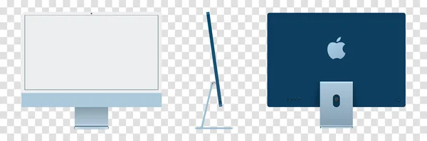 컴퓨터가 Imac 개인용 컴퓨터는 배경에 분리되어 옆시야 일러스트 — 스톡 벡터