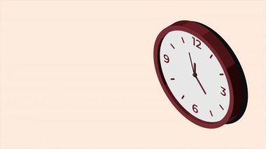 Isome duvar saati animasyonu. Oklarla duvar saatini çember yapın. Ev içi aksesuar. Mobilya parçaları. Isometric mobilya. 4K video eşölçülü olarak canlandırıldı