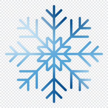 Suluboya kar tanesi. Suluboya desenli sanatsal mavi kar tanesi. Kar ikonu. Kış dekorasyonu. Vektör illüstrasyonu