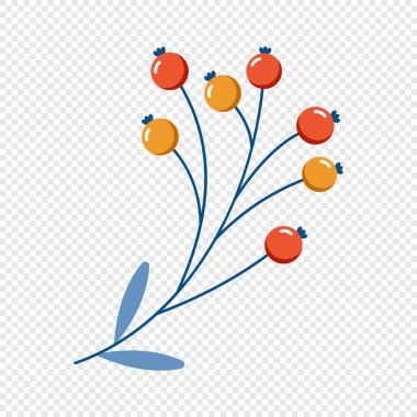 Böğürtlen Kış bitkisi Kış dalları ve yaprakları. Kış çiçekleri. Tatil dekorasyonu. Vektör illüstrasyonu