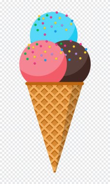 - Dondurma. Renkli dondurma külahı. Tatlı dondurma. Çizgi film tarzı. Vektör illüstrasyonu