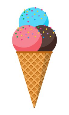 - Dondurma. Renkli dondurma külahı. Tatlı dondurma. Çizgi film tarzı. Vektör illüstrasyonu